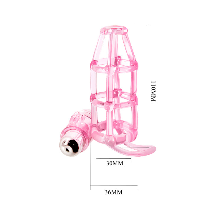 Funda de pene jaula vibrador con estimulador clitoris