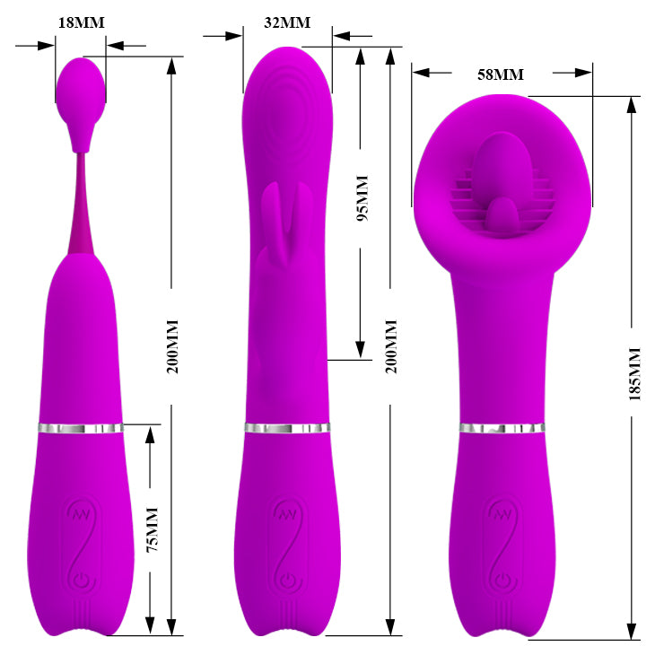 VIbrador triple intercambiable / Thrill kit