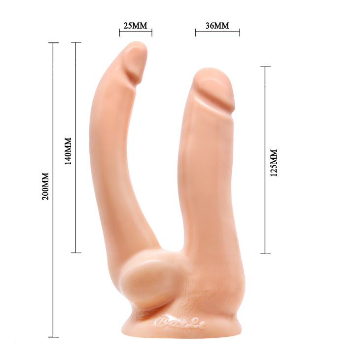 Dildo doble vibrador realista con lubricante / 14cms