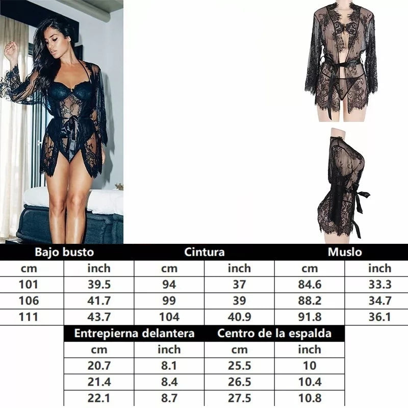 Babydoll bata con encaje