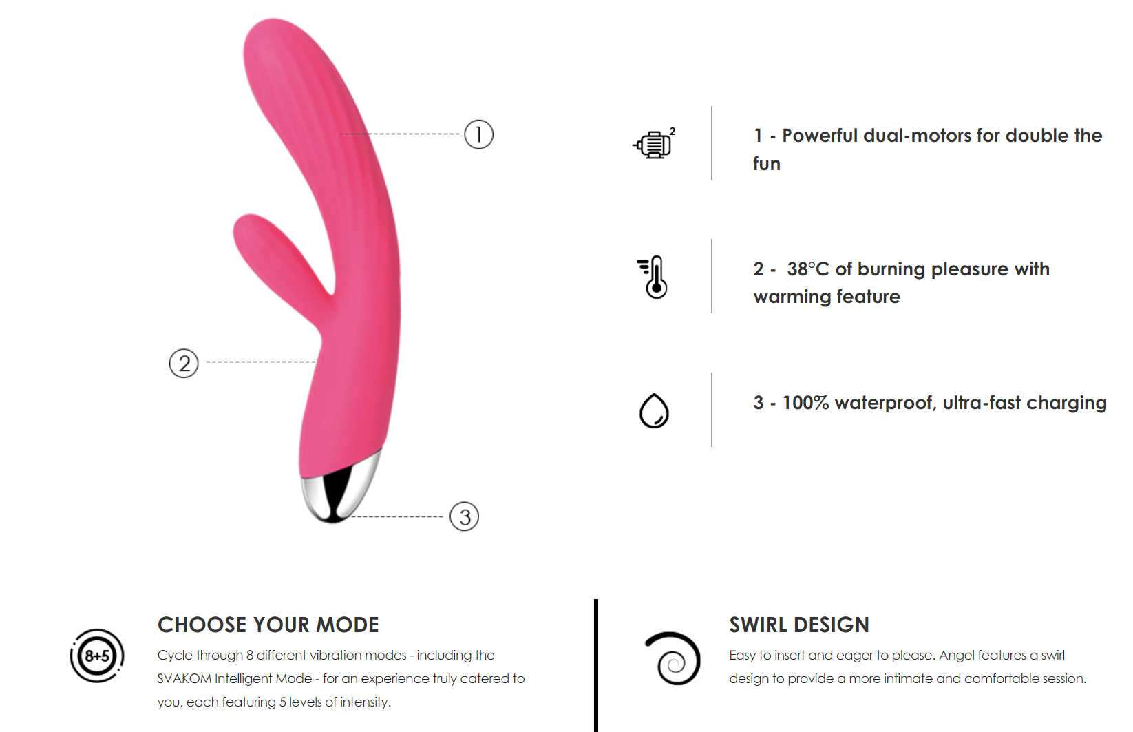 Angel Vibrador Dual calentador Svakom