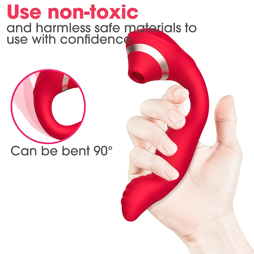 Vibrador y succionador de clitoris flexible
