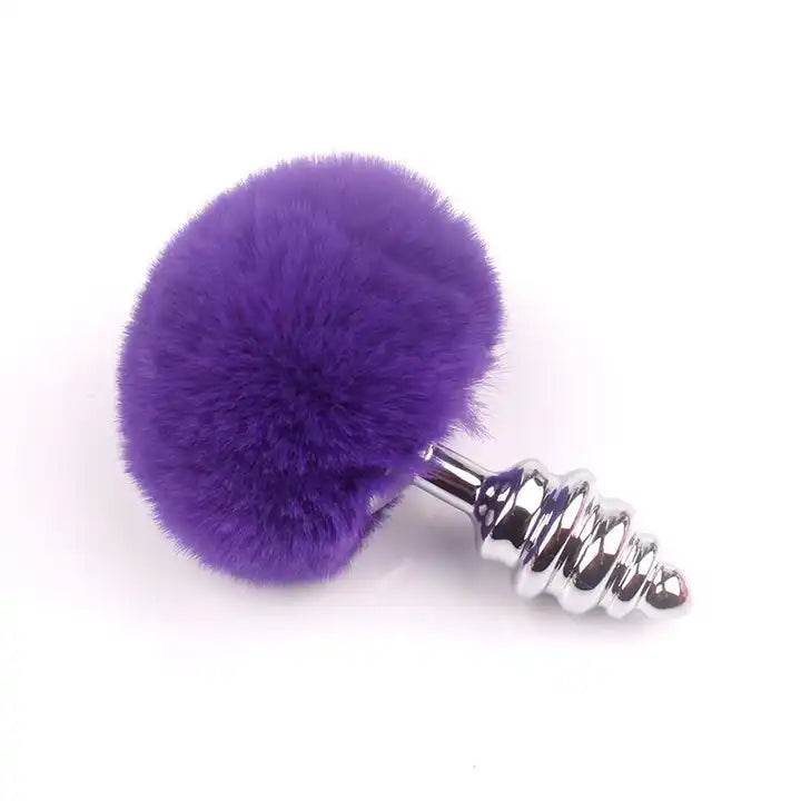 Plug anal metalico ondulado cola conejo / Talla S,M,L Plug anal metalico ondulado cola conejo / Talla S,M,L
