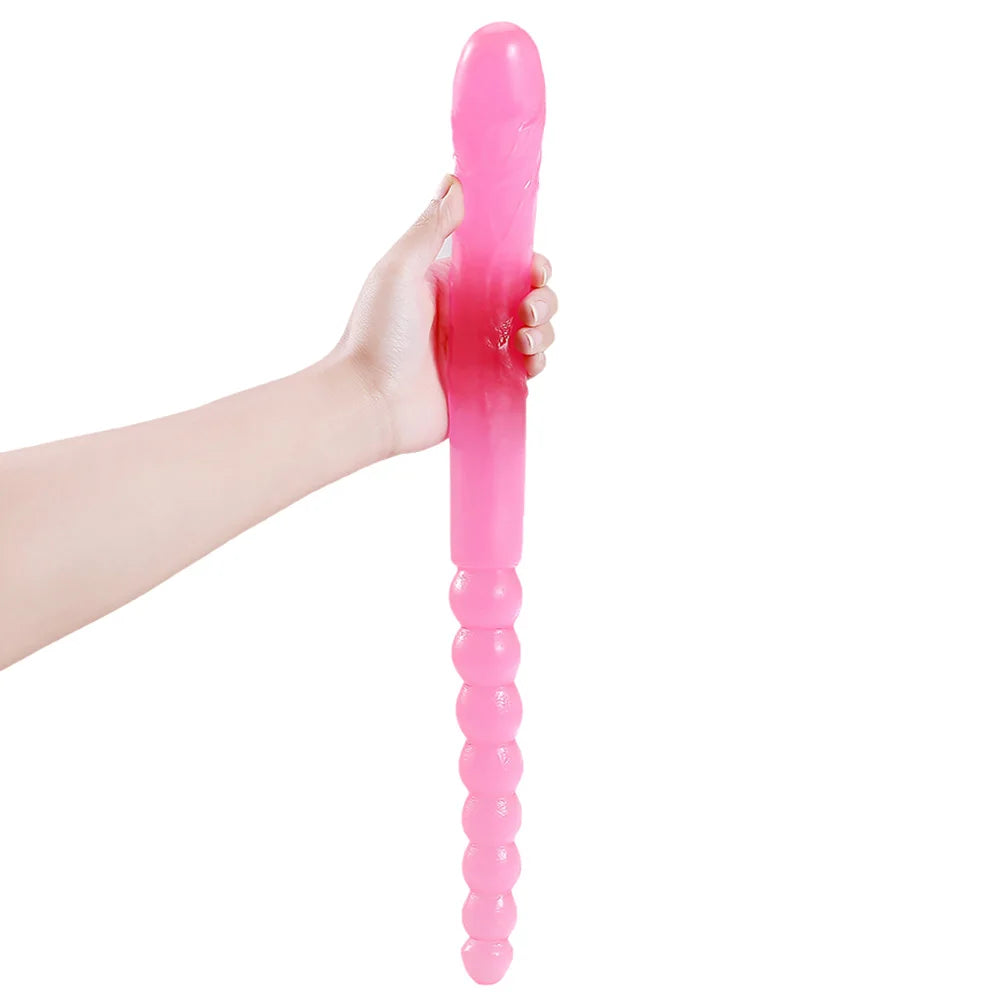 Dildo doble lado con bolas anal jelly / 37cms