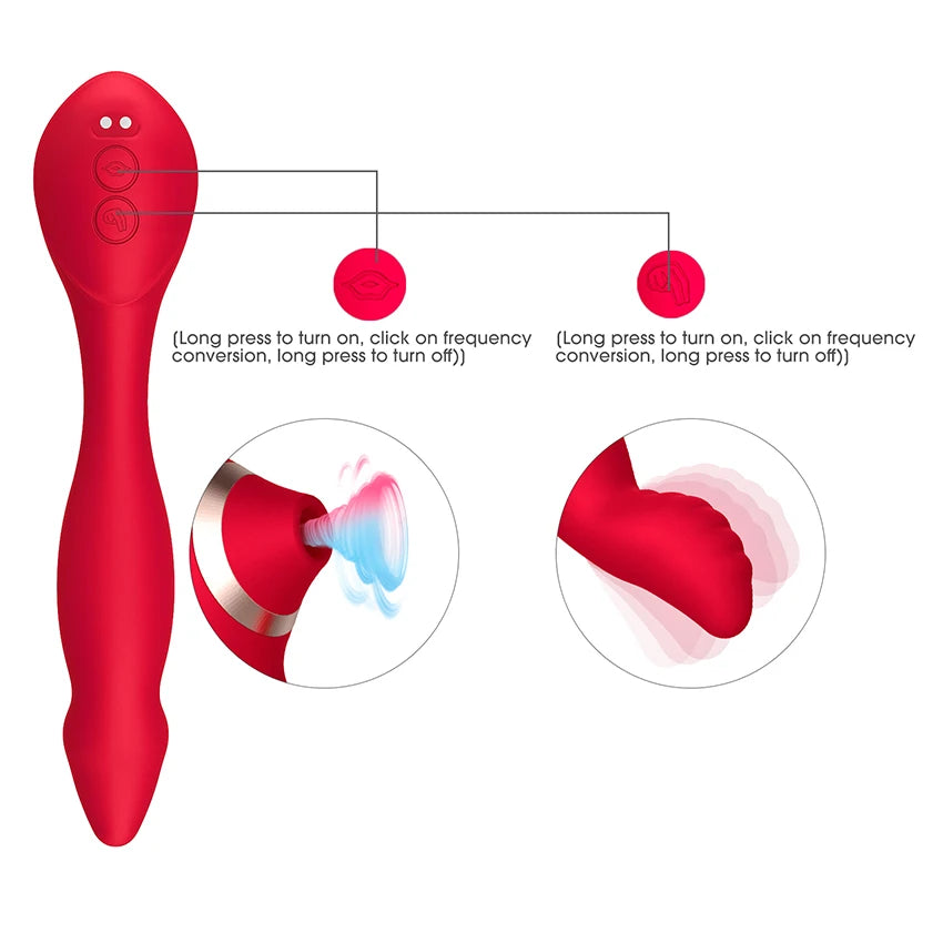 Vibrador y succionador de clitoris flexible