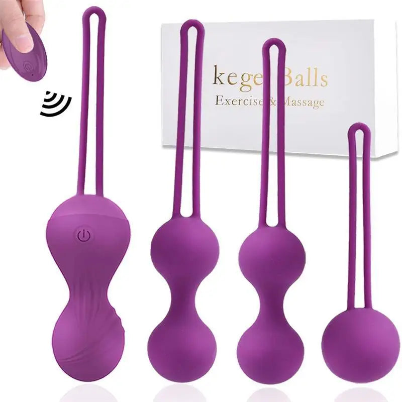 Kit 3 niveles bolas kegel + 1 bola kegel vibrador con control remoto