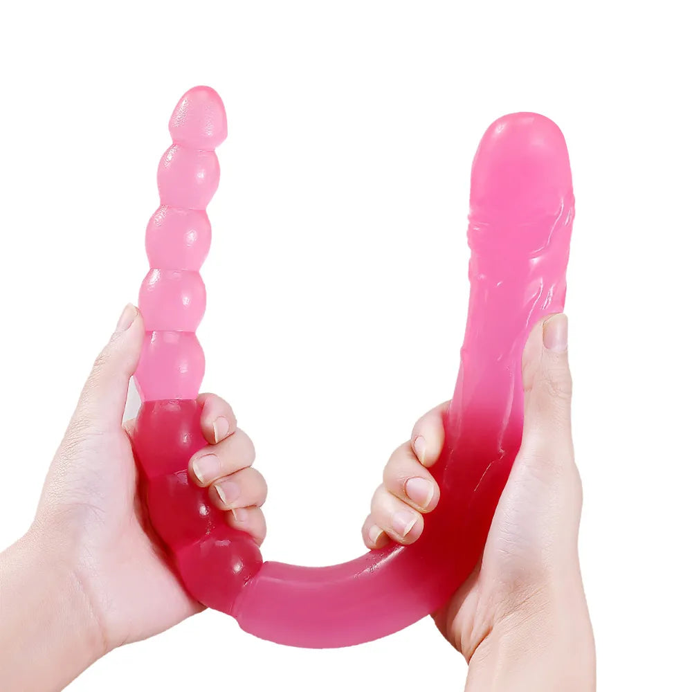 Dildo doble lado con bolas anal jelly / 37cms