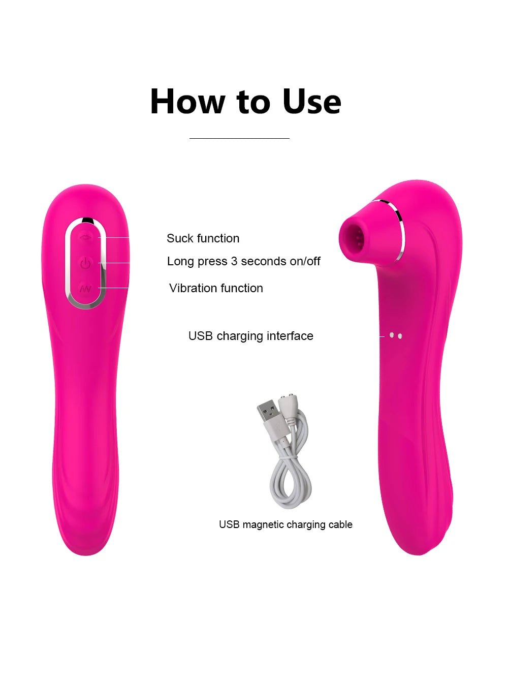 Vibrador succionador clitoris recargable