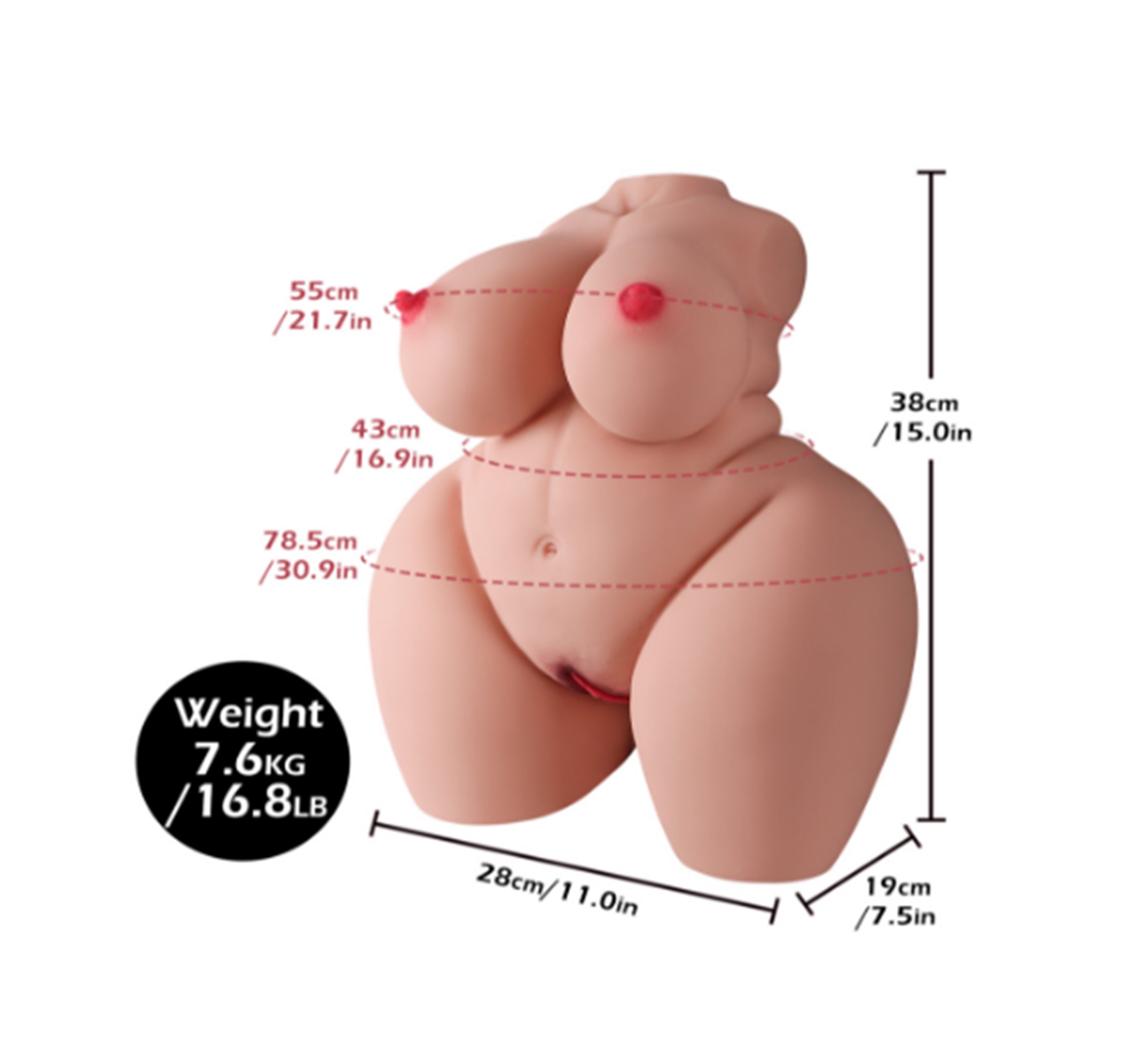 Torso masturbador macizo realista 38cms