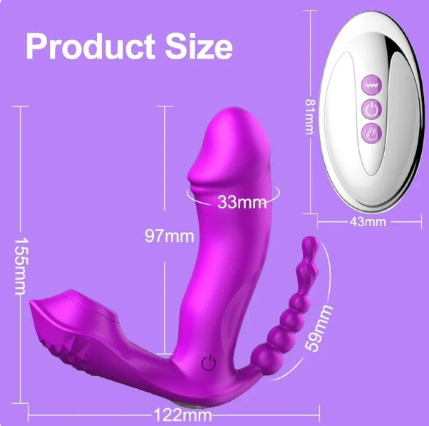 Vibrador succionador clitoris con estimulador anal