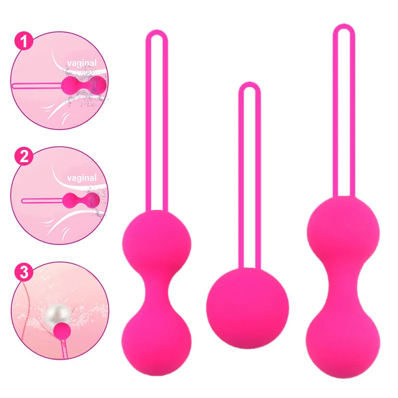 Kit 3 niveles bolas kegel + 1 bola kegel vibrador con control remoto