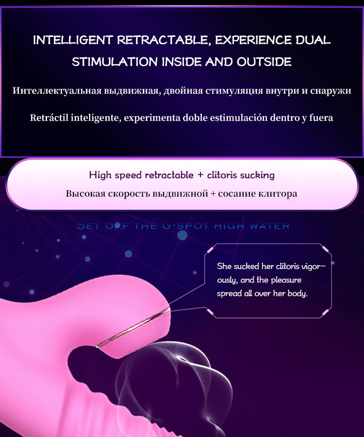 Vibrador succionador calentador con empuje