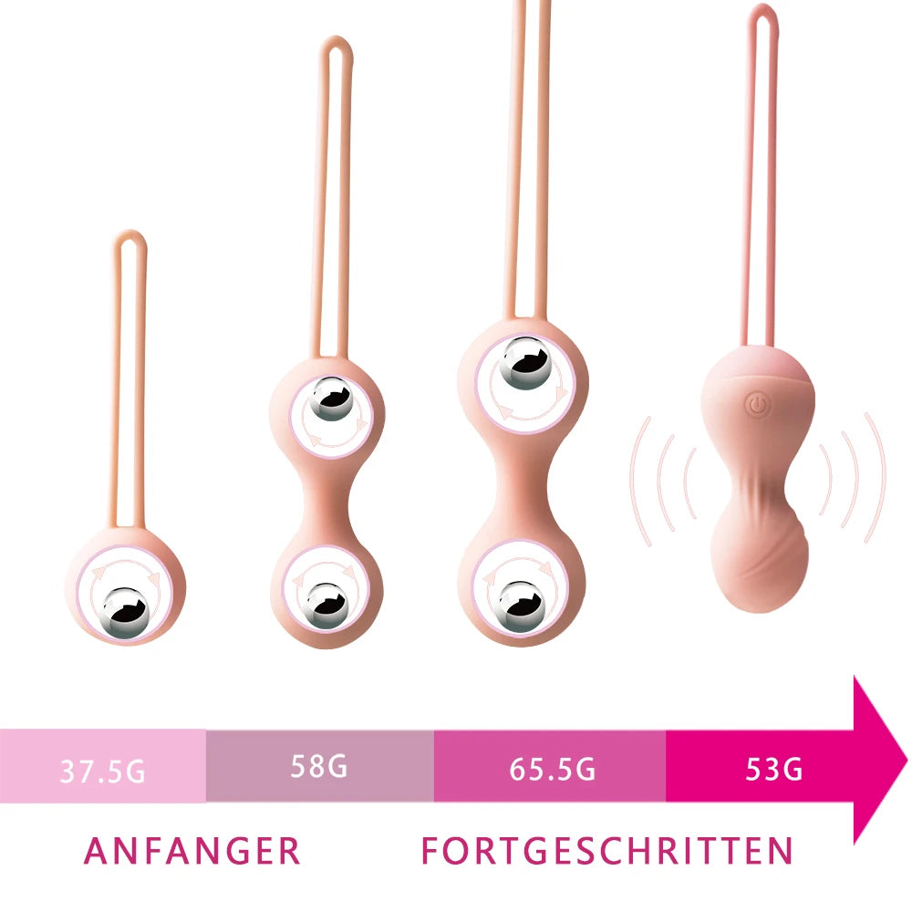 Kit 3 niveles bolas kegel + 1 bola kegel vibrador con control remoto