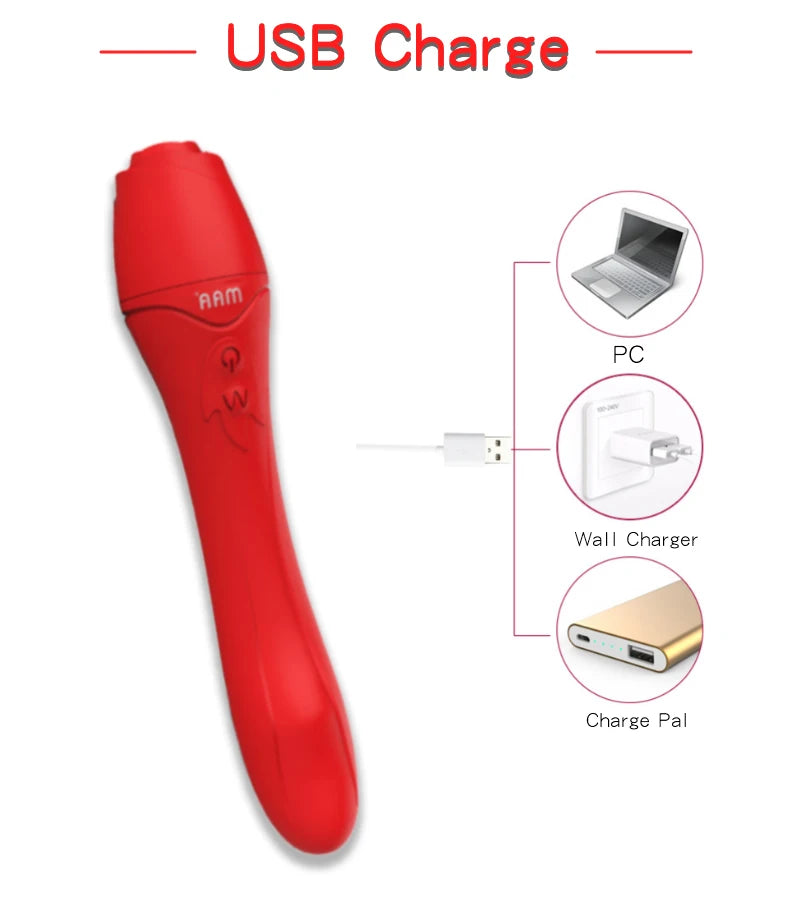 Vibrador punto G rosa con calentador