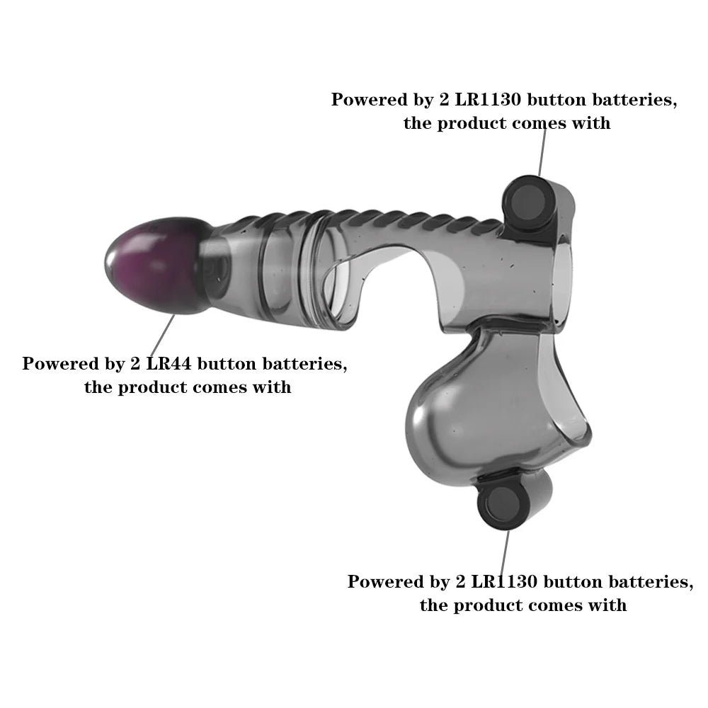 Funda de pene vibrador con estimulador clitoris