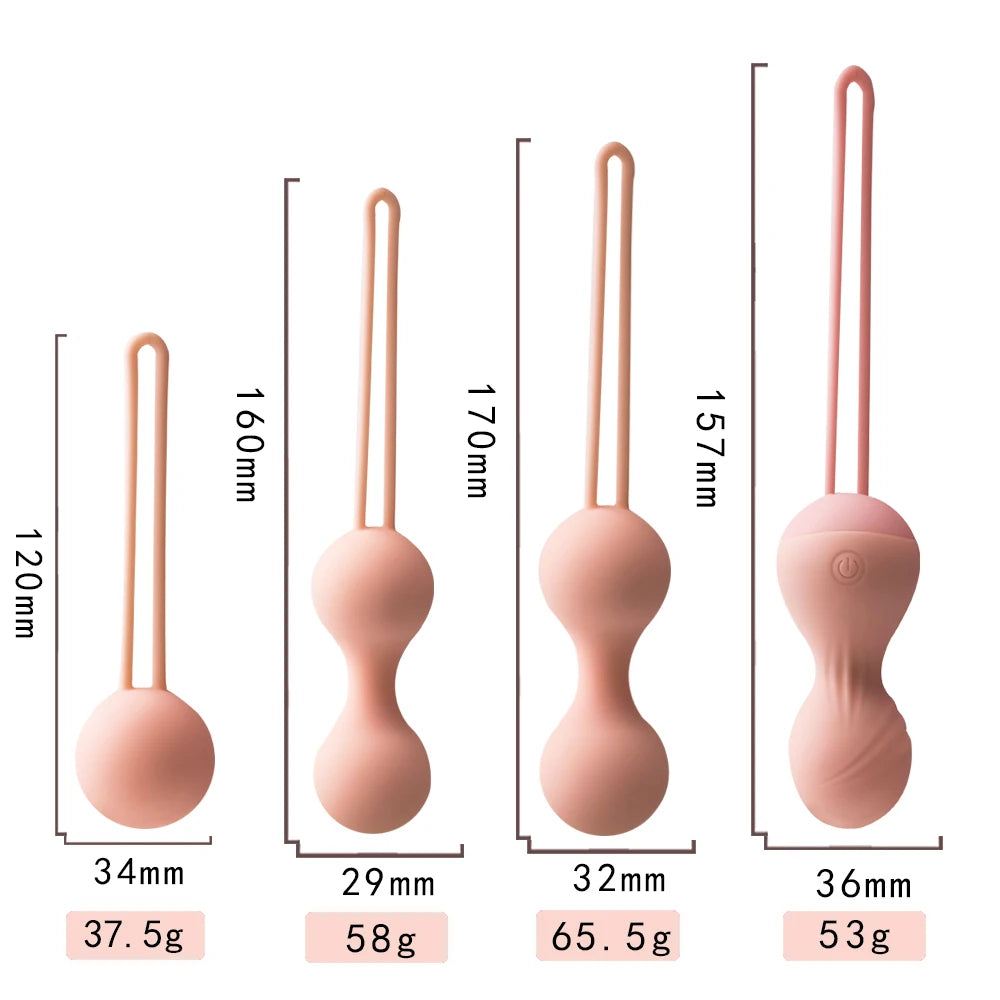 Kit 3 niveles bolas kegel + 1 bola kegel vibrador con control remoto