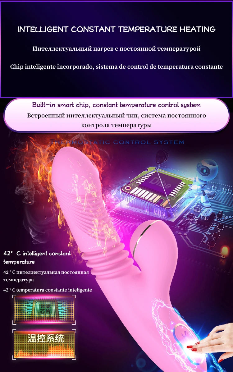 Vibrador succionador calentador con empuje