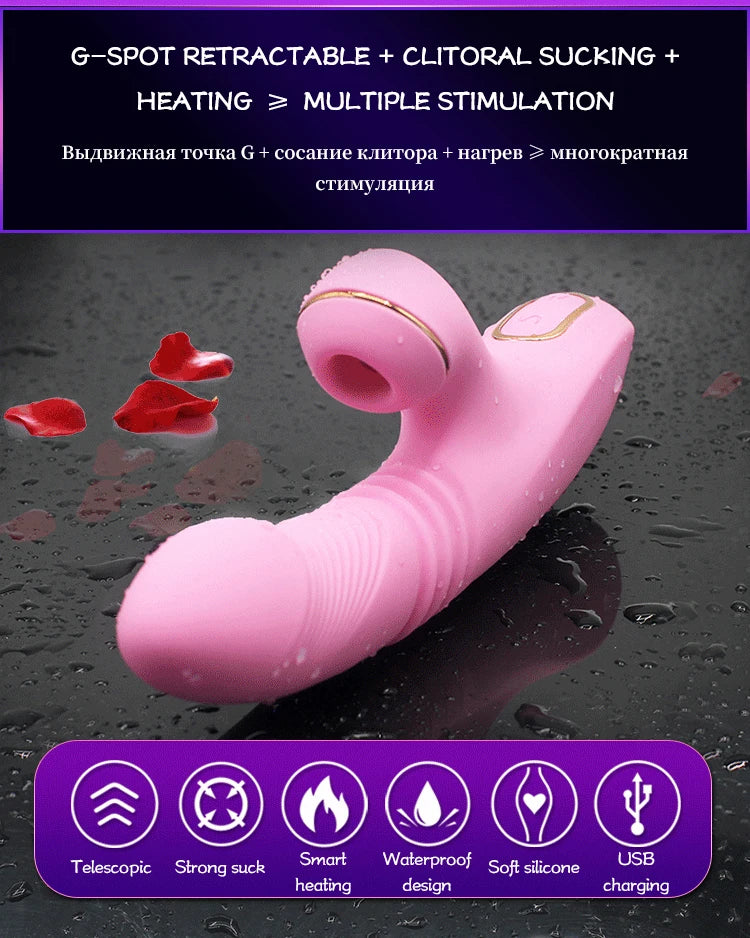 Vibrador succionador calentador con empuje