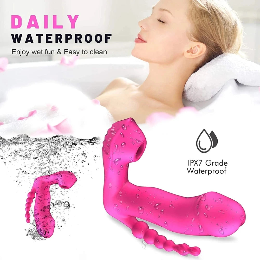 Vibrador succionador clitoris con estimulador anal