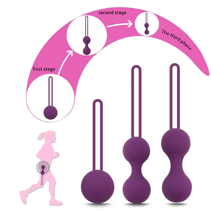 Kit 3 niveles bolas kegel + 1 bola kegel vibrador con control remoto