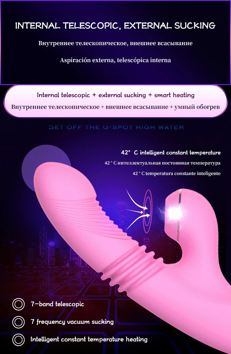 Vibrador succionador calentador con empuje