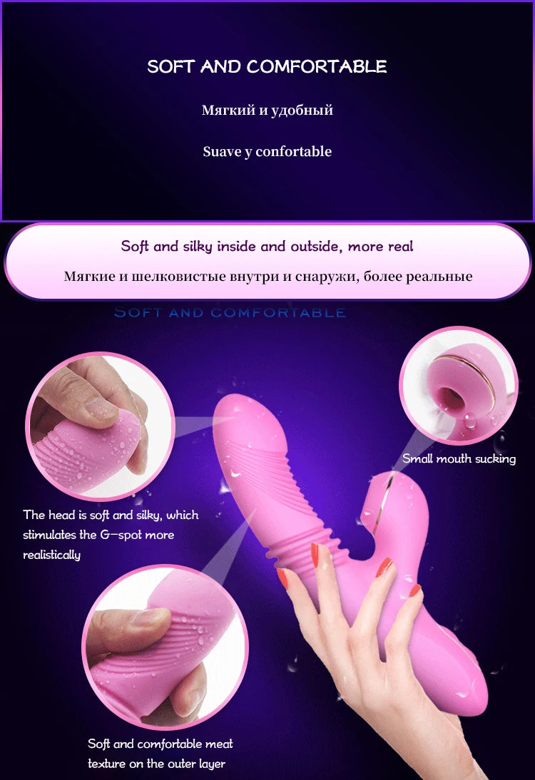 Vibrador succionador calentador con empuje