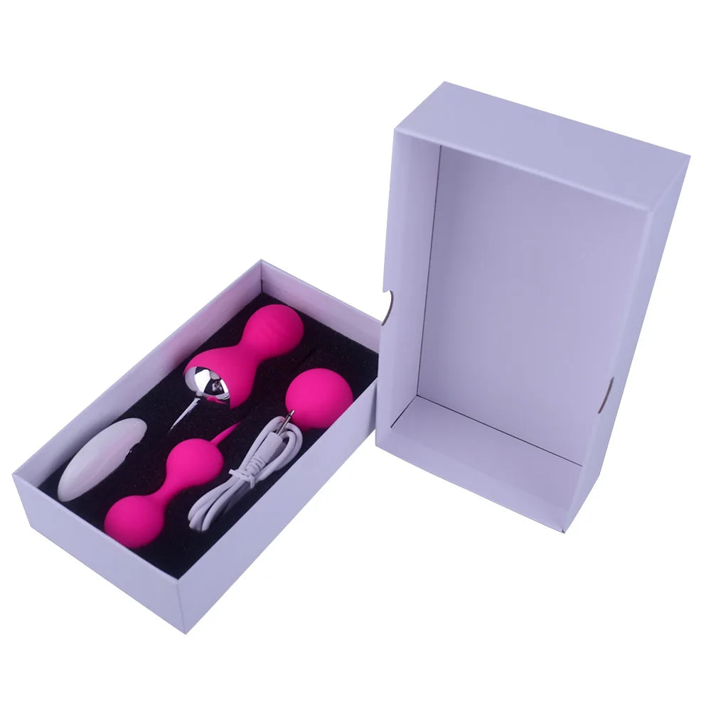 Kit 3 niveles bolas kegel + 1 bola kegel vibrador con control remoto
