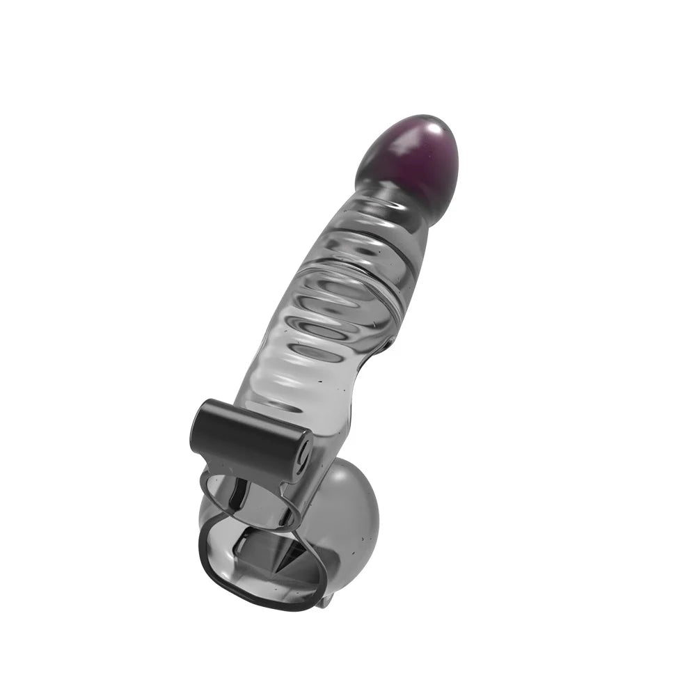 Funda de pene vibrador con estimulador clitoris