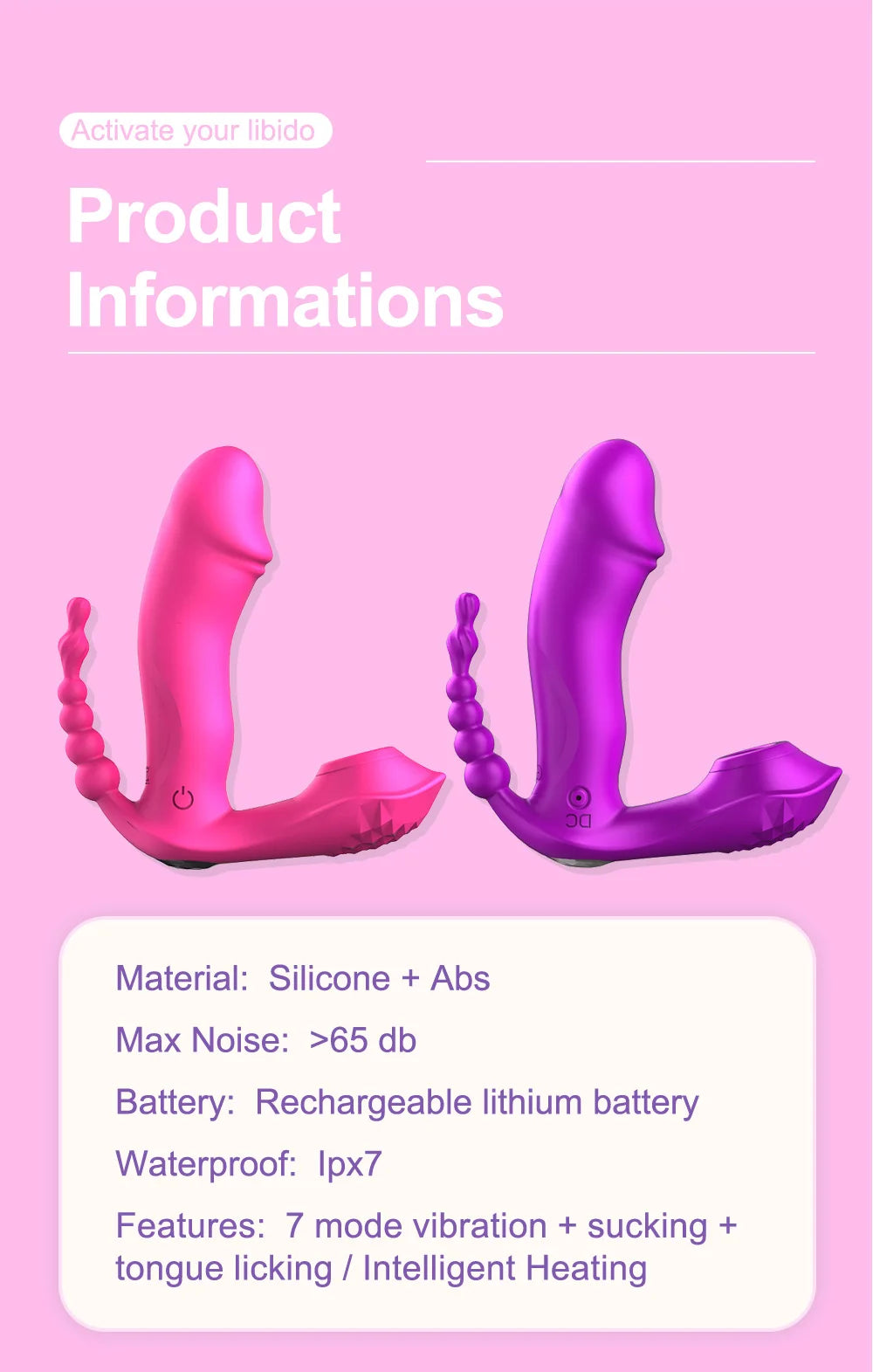 Vibrador succionador clitoris con estimulador anal