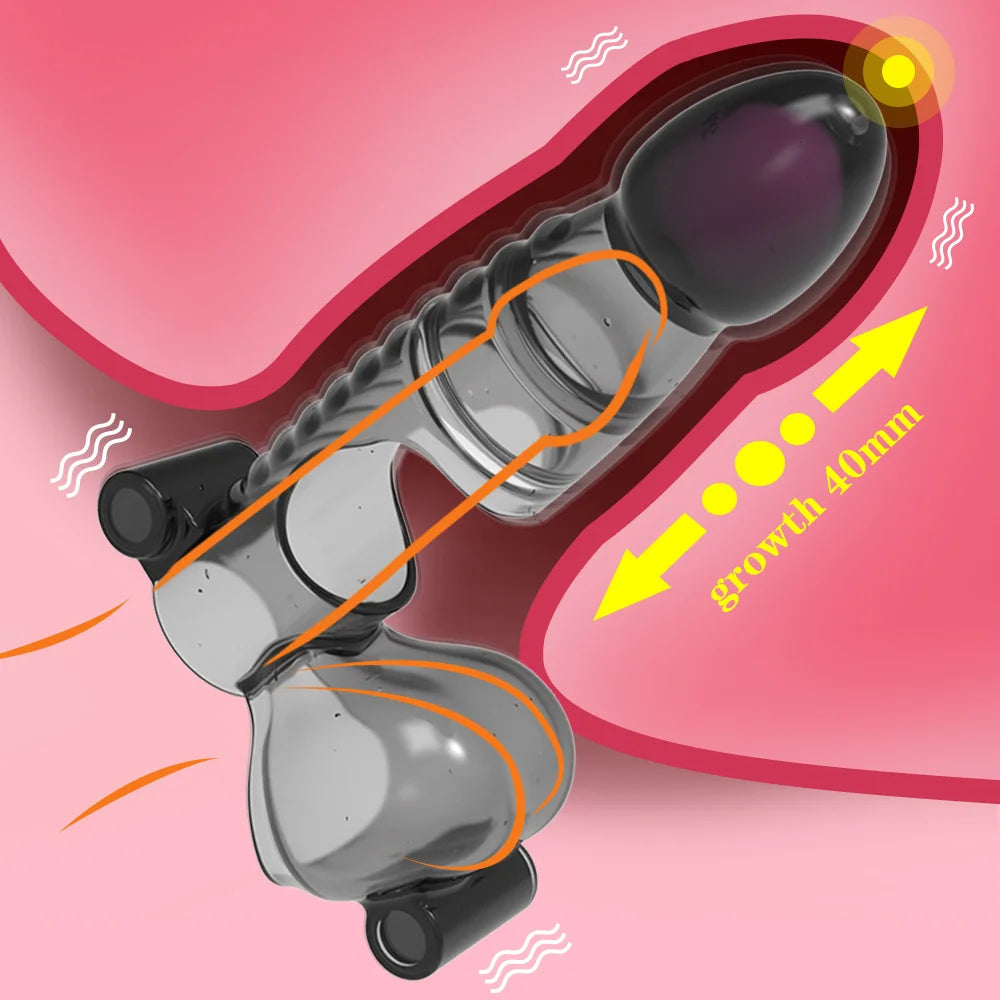 Funda de pene vibrador con estimulador clitoris