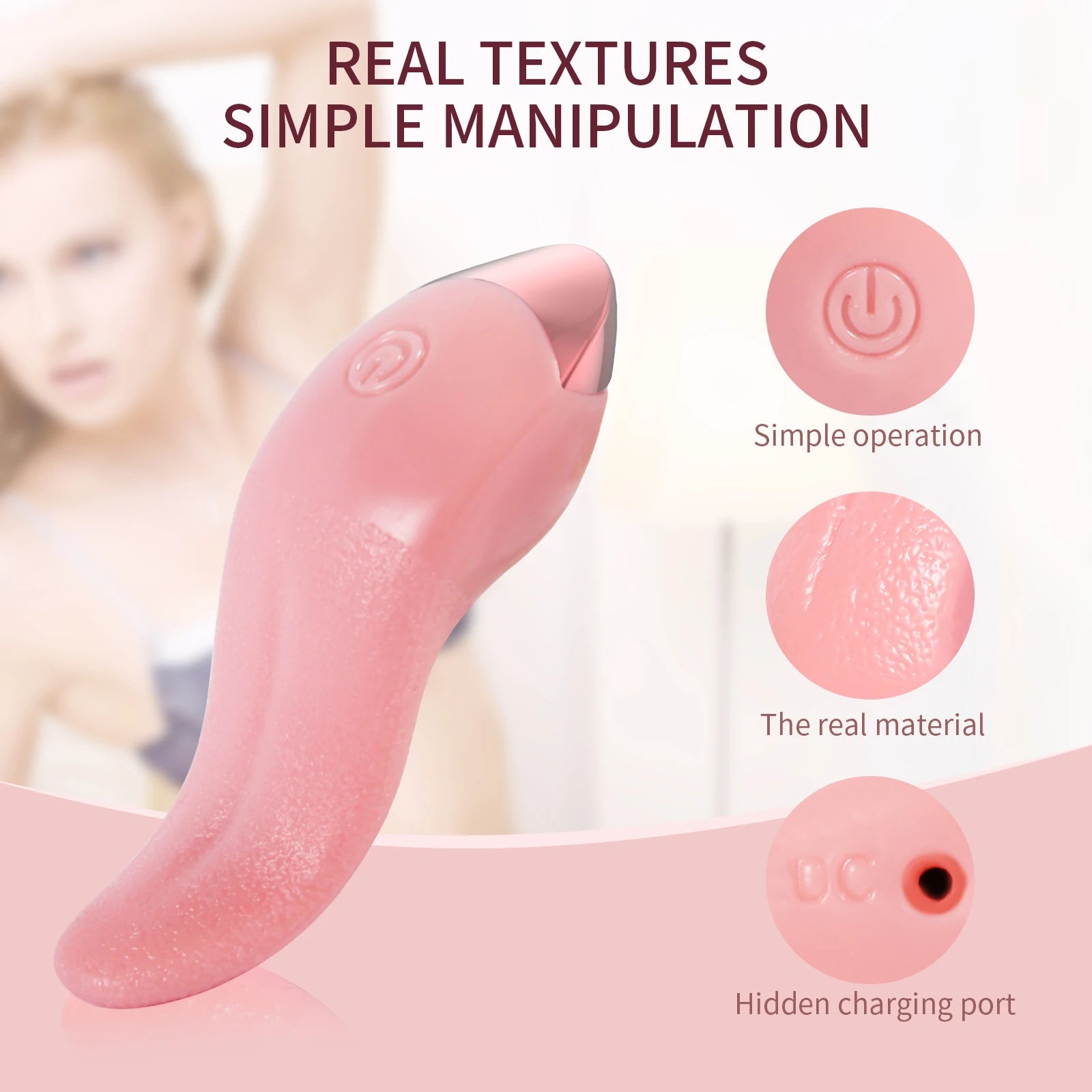 Vibrador lengua realista para punto G clitoris pezones