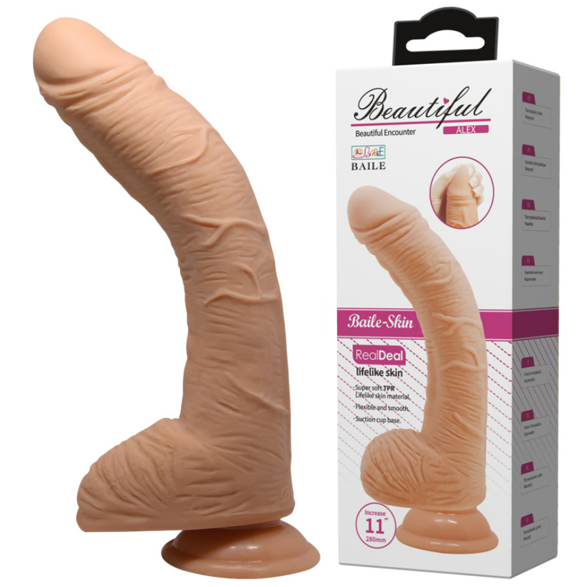 Dildo curvo punto G realista con ventosa / 28cms