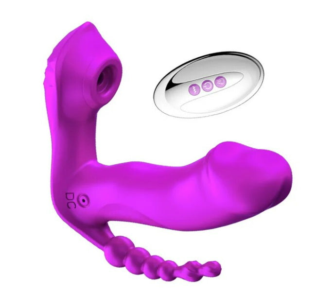 Vibrador succionador clitoris con estimulador anal