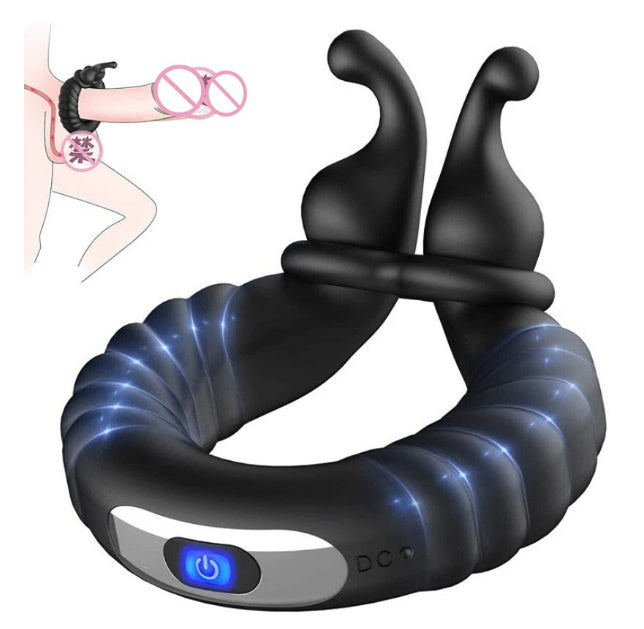 Anillo vibrador con estimulador clitoris ajustable recargable