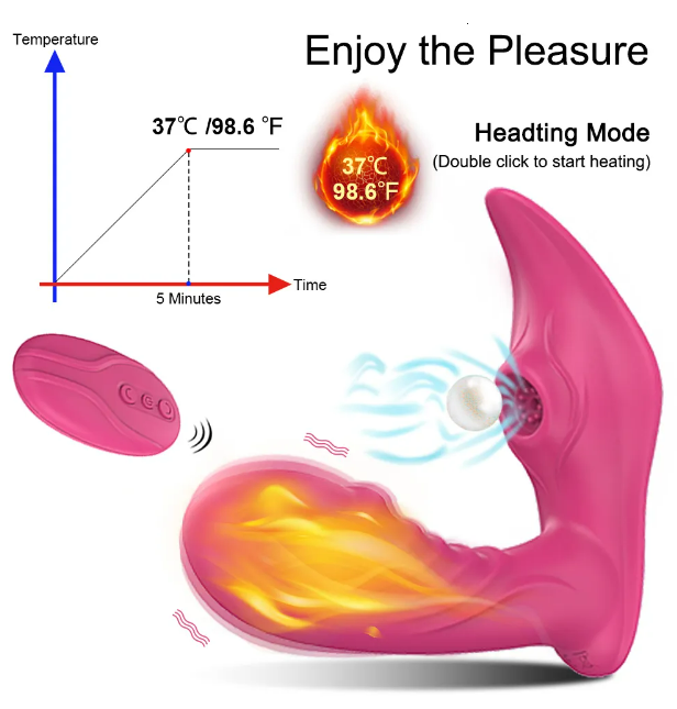 Vibrador y succionador clitoris calentador con control remoto