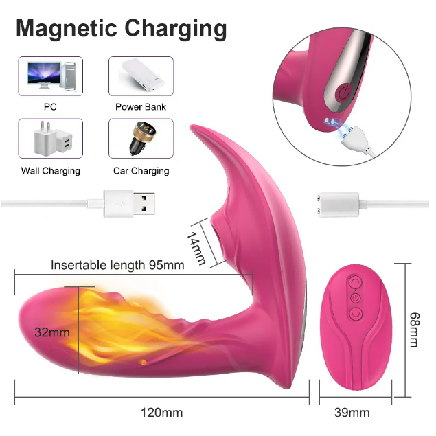 Vibrador y succionador clitoris calentador con control remoto