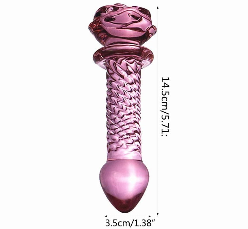 Dildo de vidrio ondulado vaginal y anal / 14 cms