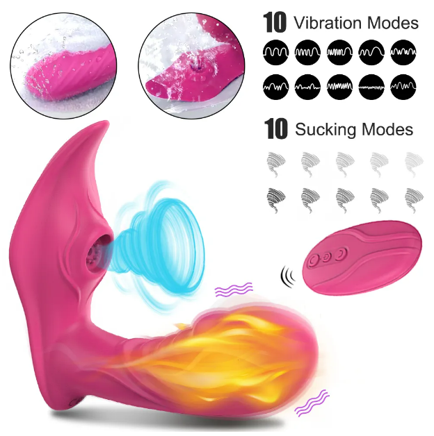 Vibrador y succionador clitoris calentador con control remoto