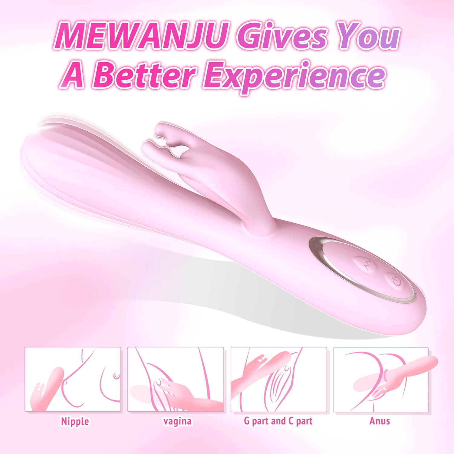 Vibrador Dual Conejo 10 Modos Punto G Clítoris Recargable