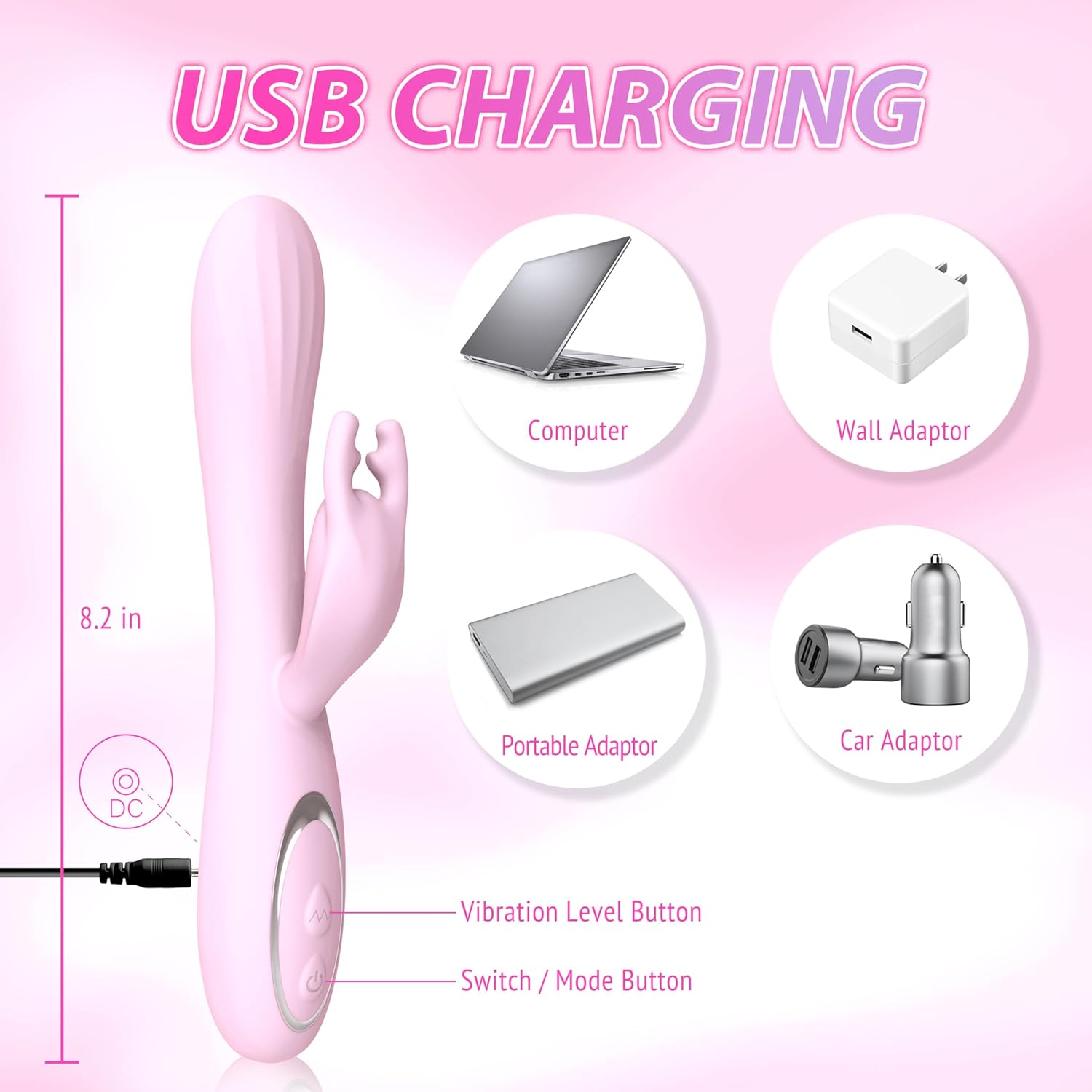 Vibrador Dual Conejo 10 Modos Punto G Clítoris Recargable