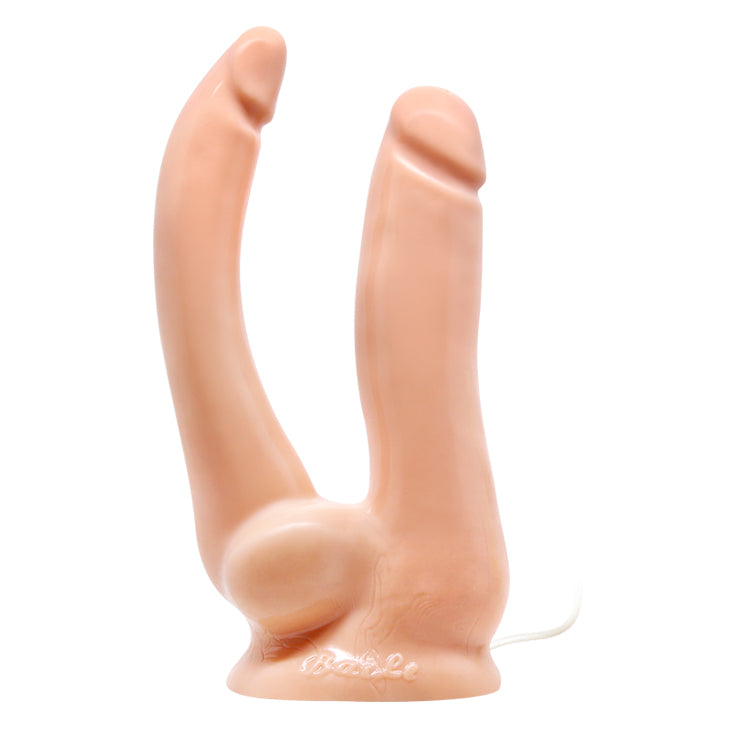 Dildo doble vibrador realista con lubricante / 14cms