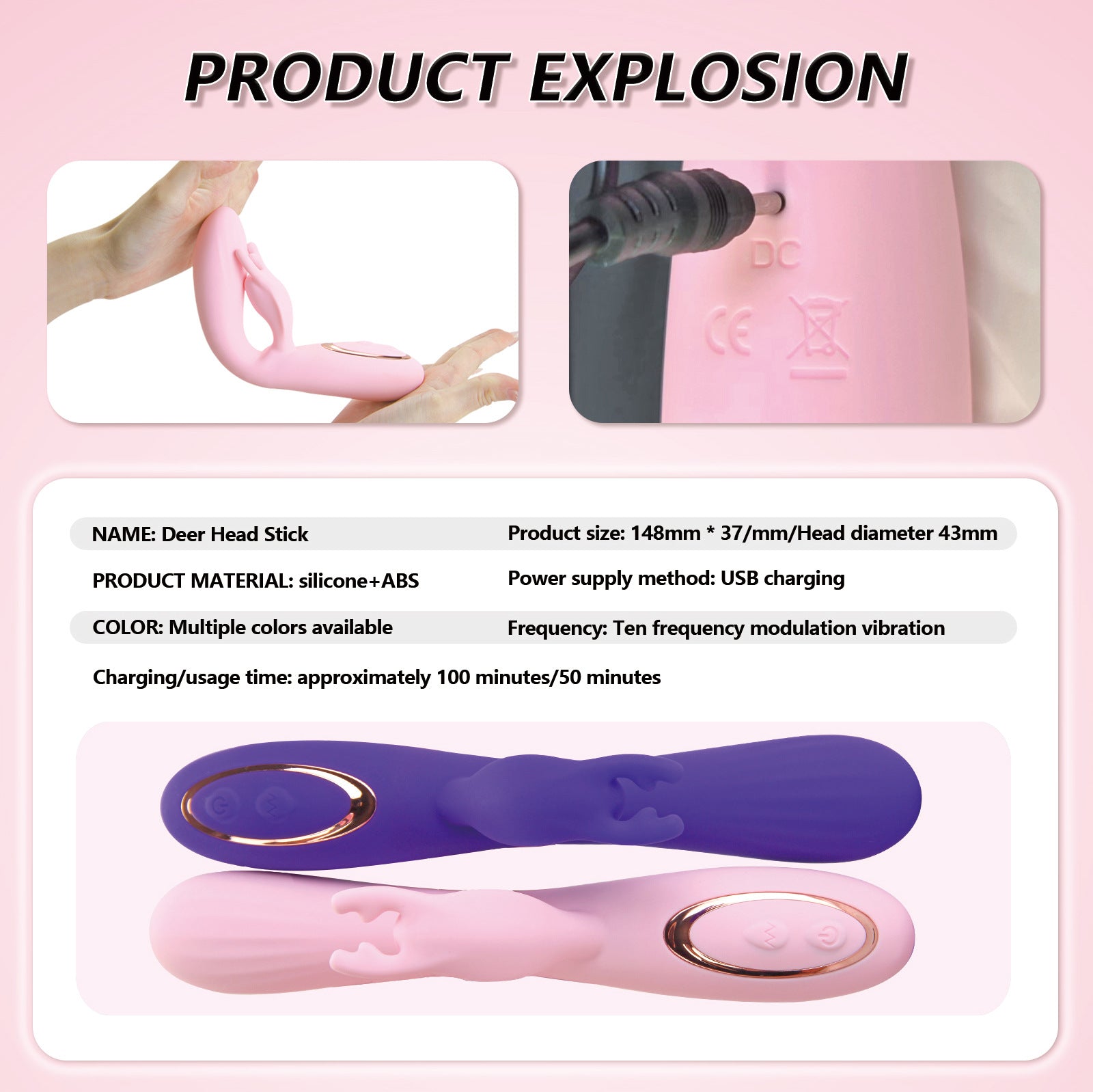 Vibrador Dual Conejo 10 Modos Punto G Clítoris Recargable