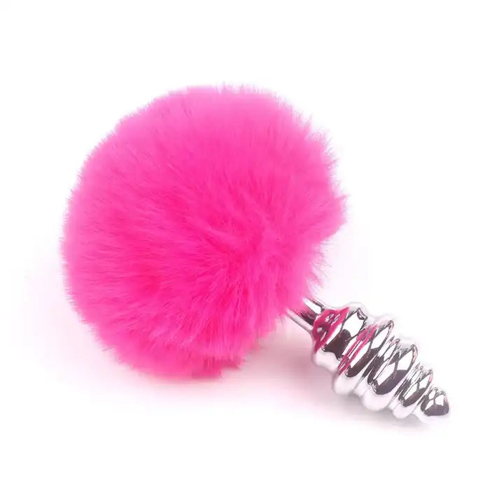 Plug anal metalico ondulado cola conejo / Talla S,M,L Plug anal metalico ondulado cola conejo / Talla S,M,L