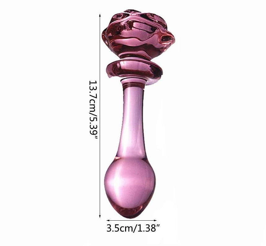Dildo de vidrio vaginal y anal / 14 cms